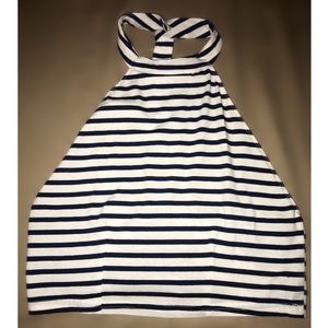 Blue and white striped crop top